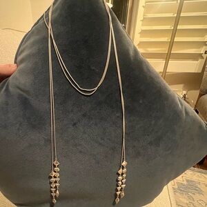 Stella & Dot Silver tone Bryn Lariat Necklace with Geometric Charms